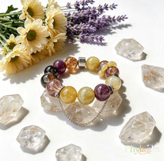 Phantom Rebirth – Black Gold Super Seven, Golden Rutilated, Purple Phantom & Gray Moonstone