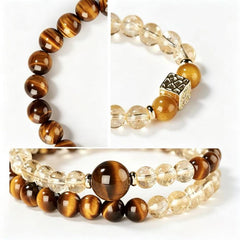 Solar Twins – Double‑Ring Golden Tiger’s Eye + Yellow Azeztulite