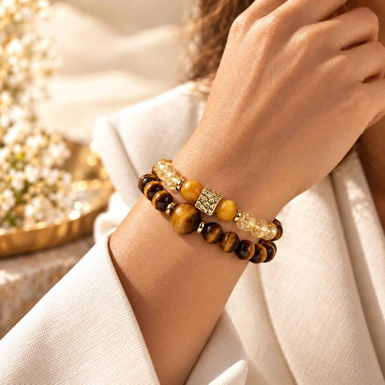 Solar Twins – Golden Tiger’s Eye Bracelet for Personal Power