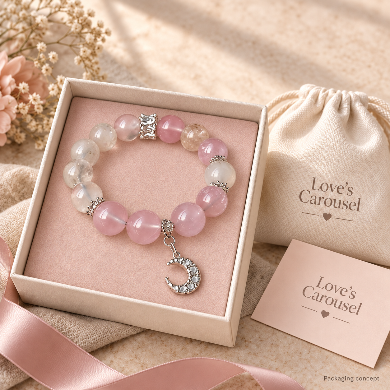 Love’s Carouse — Rose Quartz Bracelet for Self Love & Meaningful Connections