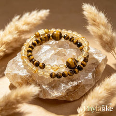 Solar Twins – Double‑Ring Golden Tiger’s Eye + Yellow Azeztulite