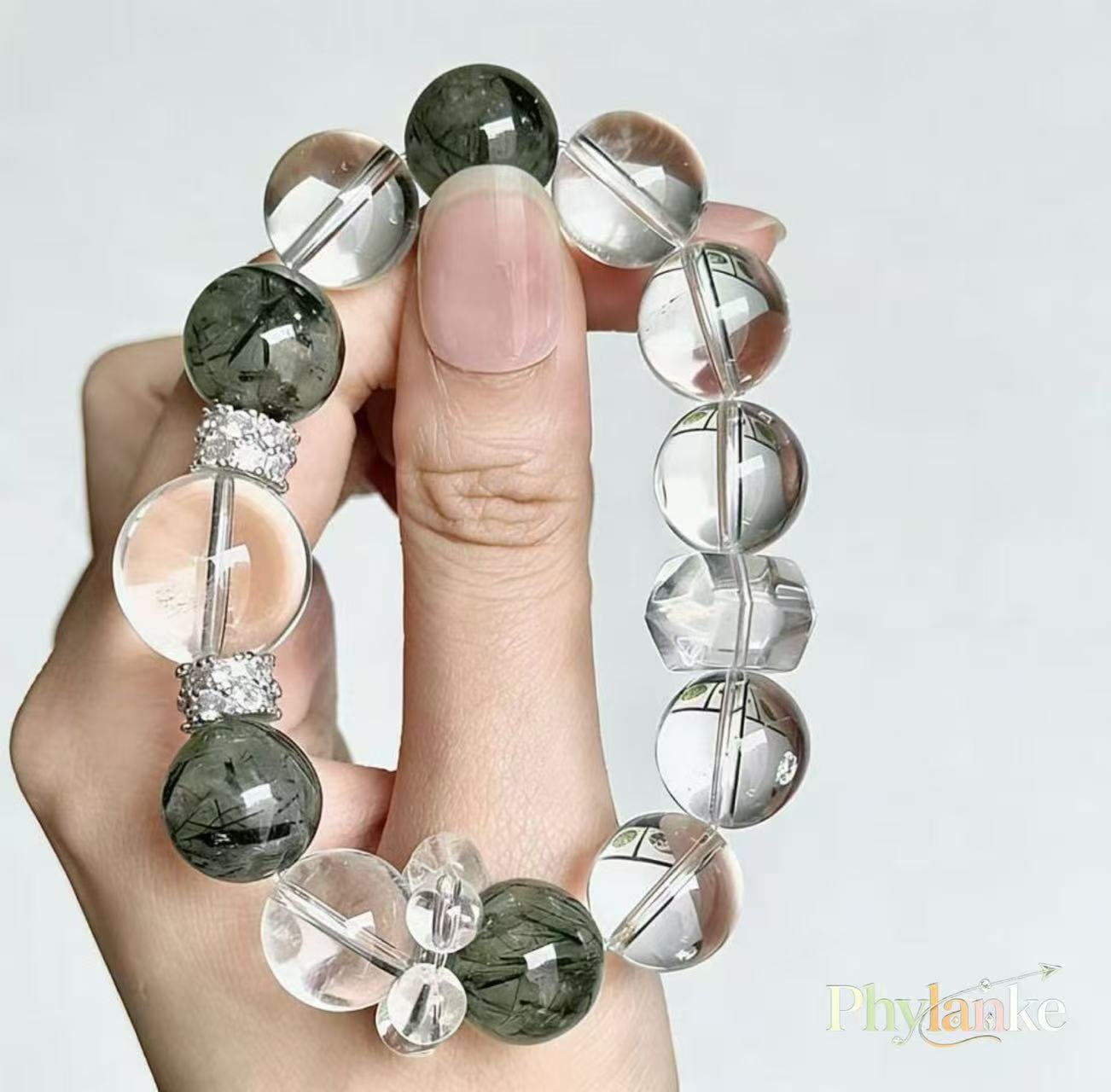 The Manifest Ray — Clear Quartz & Green Rutilated Quartz