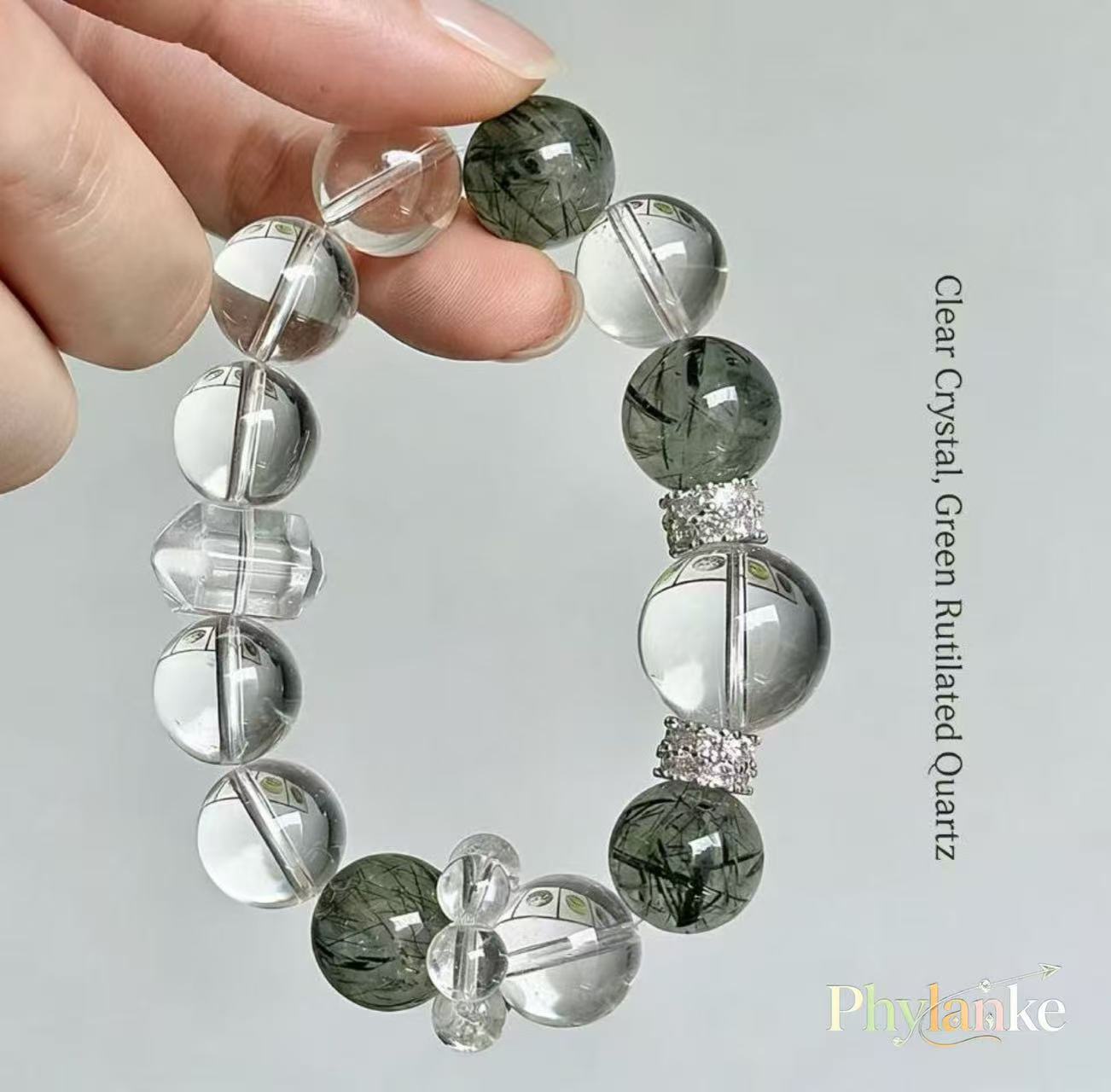 The Manifest Ray — Clear Quartz & Green Rutilated Quartz