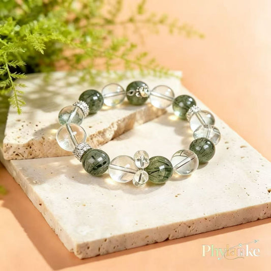 The Manifest Ray — Clear Quartz & Green Rutilated Quartz