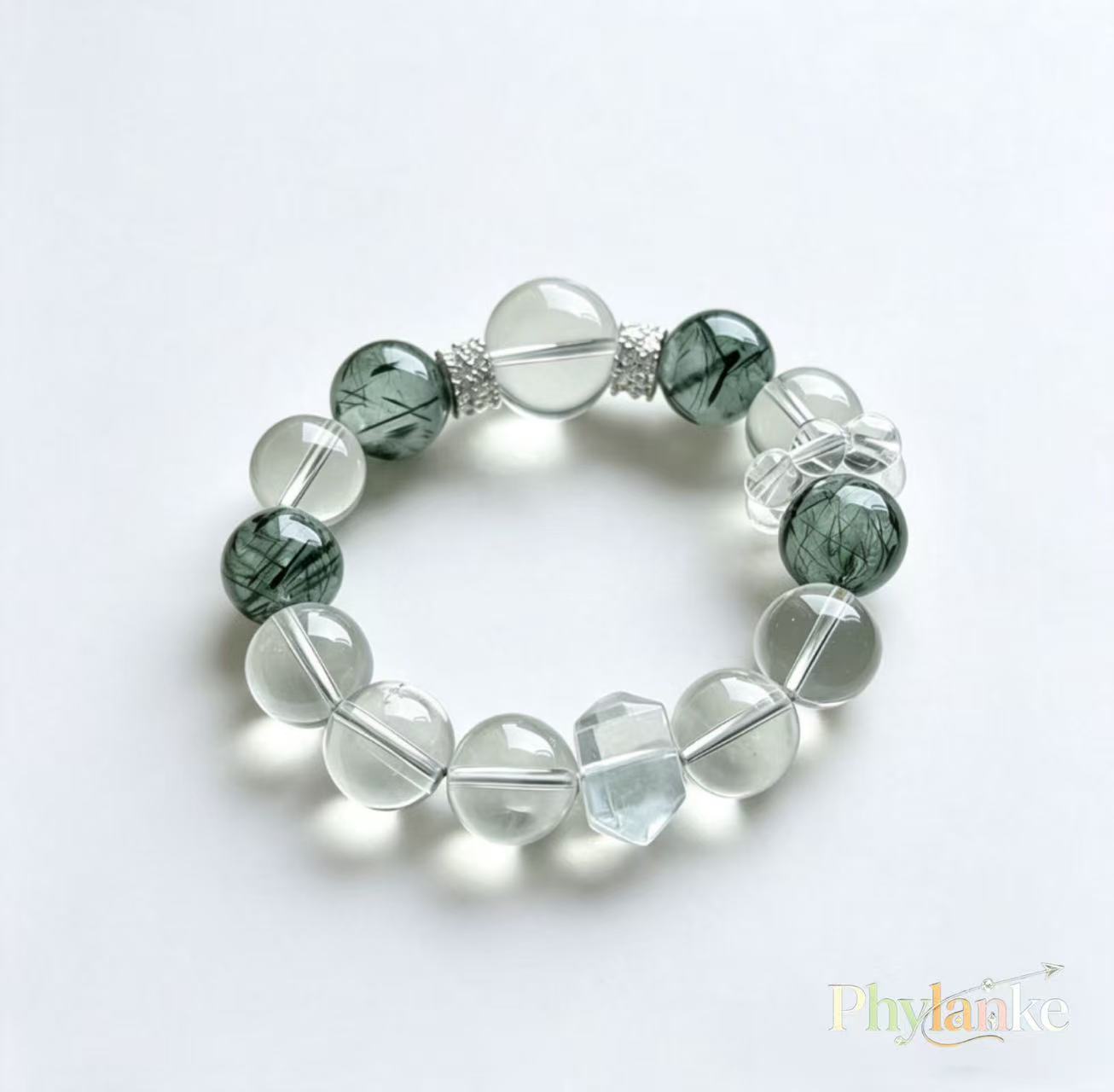 The Manifest Ray — Clear Quartz & Green Rutilated Quartz
