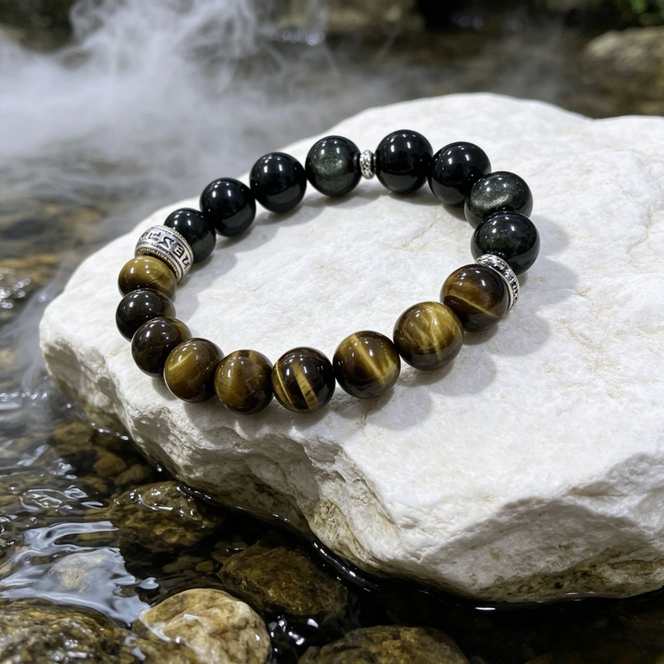 Guardian's Gaze — Black obsidian bracelet & protection bracelet
