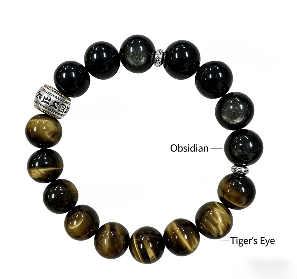 Guardian's Gaze — Black obsidian bracelet & protection bracelet