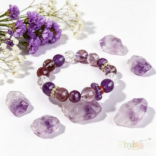 Ace Trinity — Amethyst, Purple Phantom Quartz & White Azeztulite