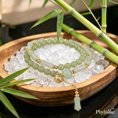 Bamboo Cadence — Stackable Hetian Jade Bamboo & Green Jade Beads with a Vintage Gold‑Silk Jade Pumpkin