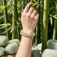 Bamboo Cadence — Stackable Hetian Jade Bamboo & Green Jade Beads with a Vintage Gold‑Silk Jade Pumpkin