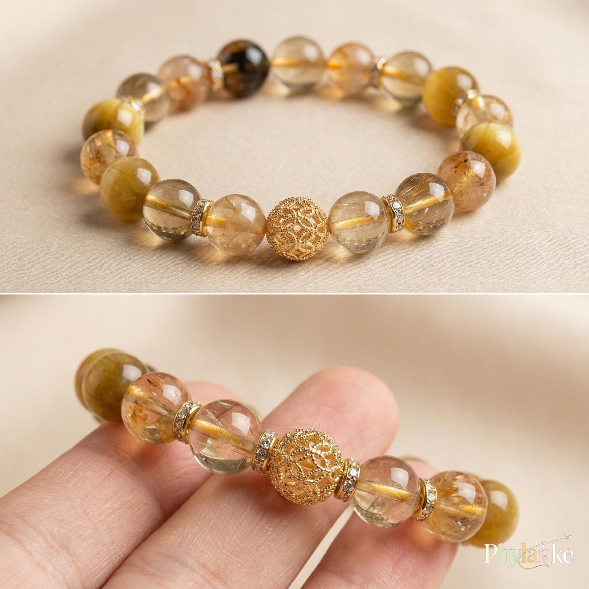 Golden Trifecta — Yellow Azeztulite, Tiger’s Eye & Citrine
