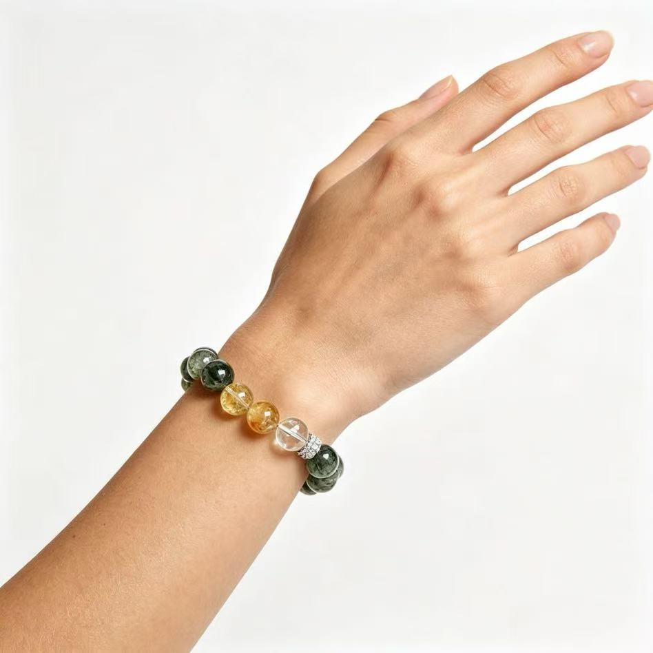 The Manifest Ray — Clear Quartz & Green Rutilated Quartz