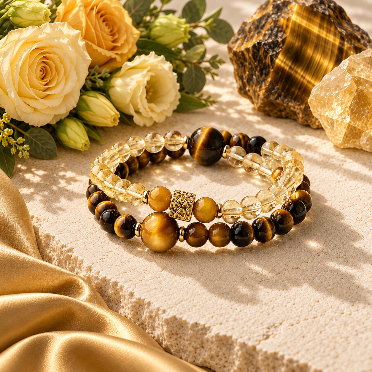 Solar Twins – Golden Tiger’s Eye Bracelet for Personal Power