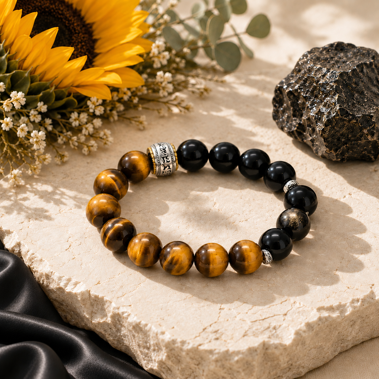Guardian's Gaze — Black obsidian bracelet & protection bracelet