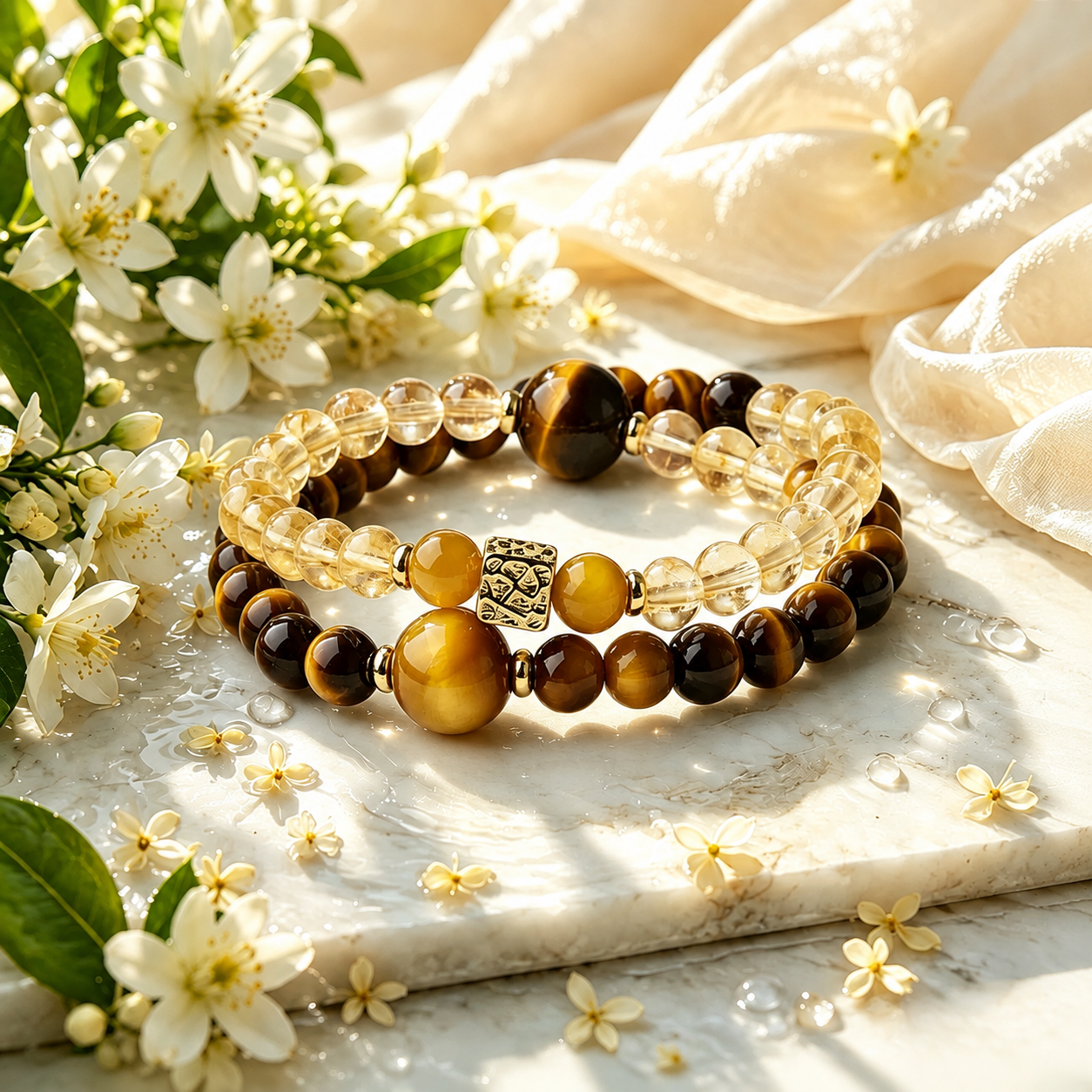 Solar Twins – Golden Tiger’s Eye Bracelet for Personal Power