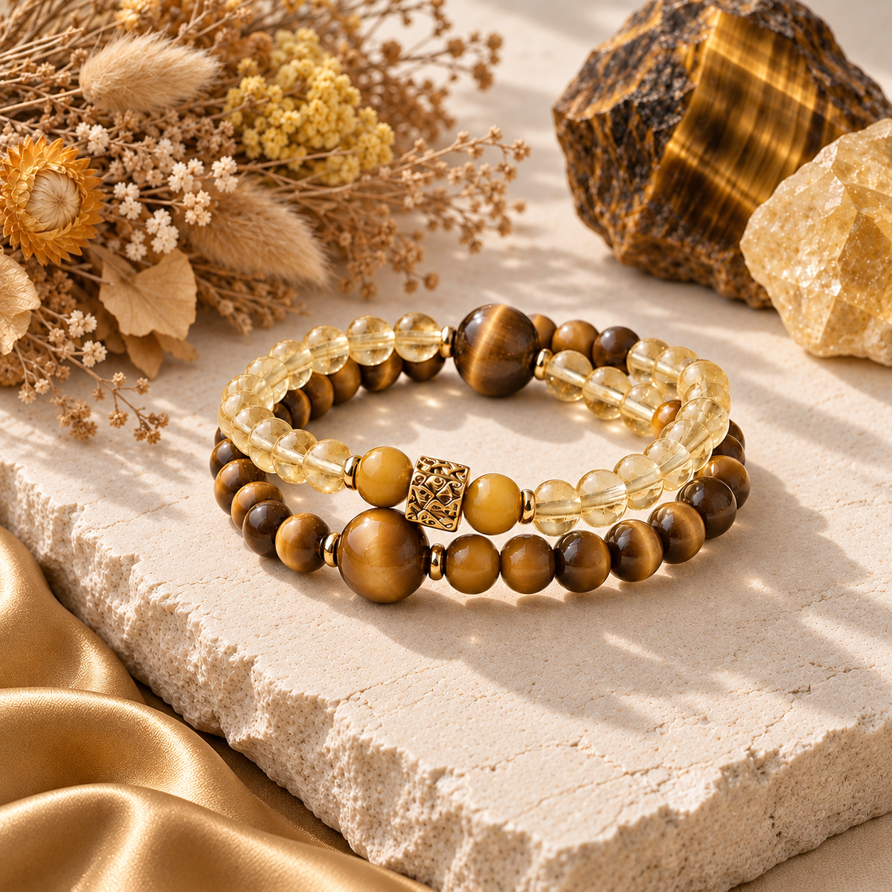 Solar Twins – Golden Tiger’s Eye Bracelet for Personal Power