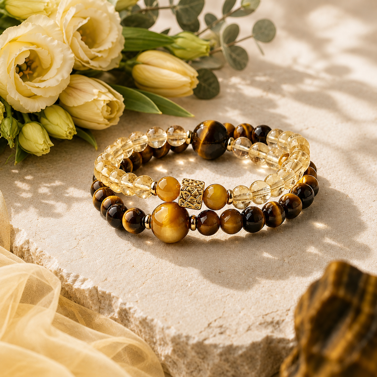 Solar Twins – Golden Tiger’s Eye Bracelet for Personal Power